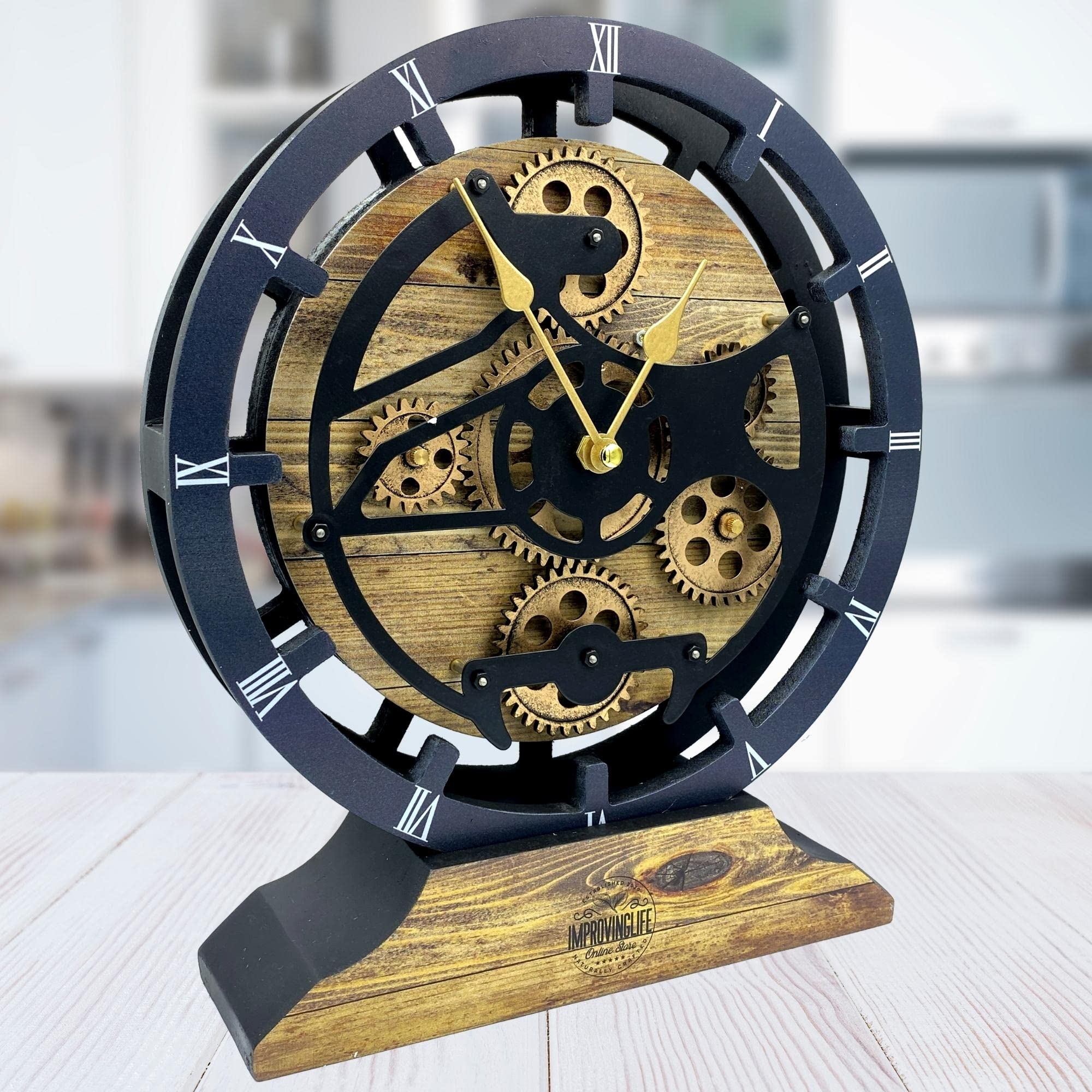 The Gears Clock Desk Clock 10 inches with Real