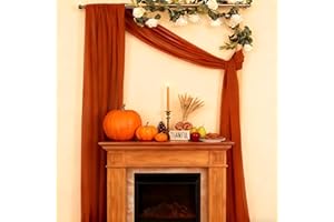 Loopiske Terracotta Fall Wedding Arch Draping Fabric 1 Panel 29" × 6.5 Yards Sheer Backdrop Curtain Chiffon Drapery for Thanksgiving Wedding Ceremony Birthday Party Indoor Ceiling Decor