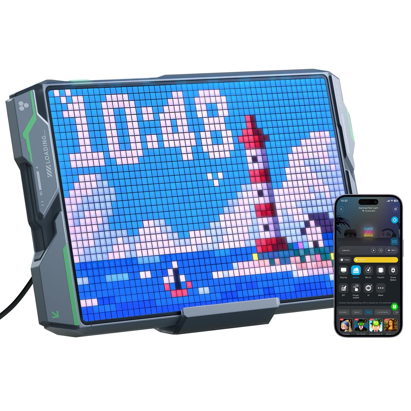 Govee x PAC-MAN Gaming Pixel Light, RGBIC LED Panel with Real-time Info Display, 150+ Scene Modes & DIY Options, Smart Pixel Lights (Wi-Fi Only), Works with Alexa, Game Room Decor, 52x32 Pixels