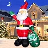 Omdekor 8 FT Christmas Inflatable Santa Claus Outdoor Decors for Yard, Xmas Blow up Santa Decoration with Gift Bag, Built-in LED Lights for Garden Patio Lawn Home Indoor Outside Winter Holiday Party