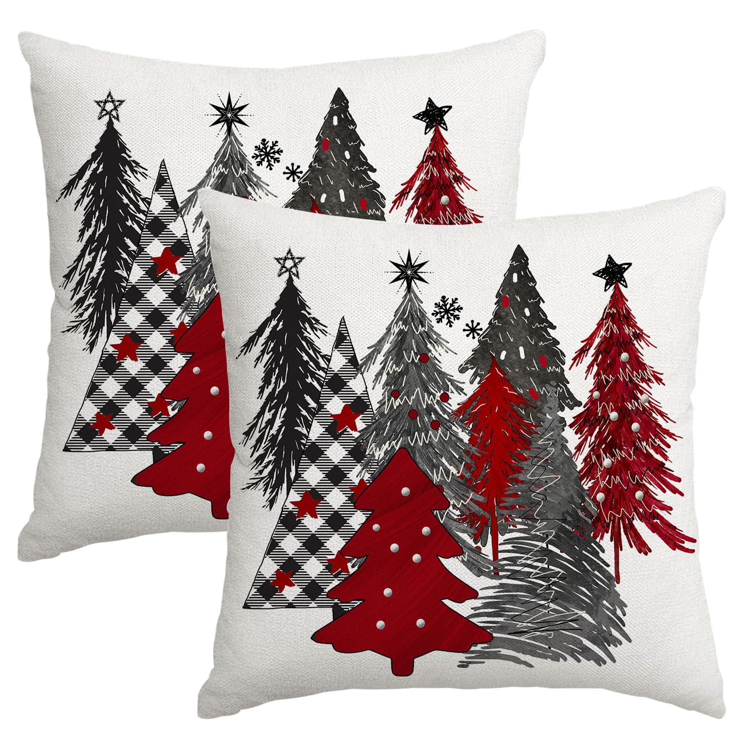 Miaikoe Christmas Cushion Covers 60x60 cm Set of 2 Christmas Tree Decorative Throw Pillow Covers Winter Christmas Cushion Cases Decor for Home Couch Sofa