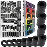 EEEEE 125pcs Black Nylon Round spacers for Screws Hardware spacers Standoff Assortment Kit, Non-Threaded, M6 Screws, ID 6.2mm,OD 11mm, 3 4 5 6 8 10 12 15 18 20 25mm (Black)