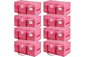 VTSVTS 8 Pack Extra Heavy Duty Large Moving Bags with Comfortable Handle & Strong Zipper,Storage Totes for Space Saving Moving Storage College Supplies Alternative to Moving Box,Pink