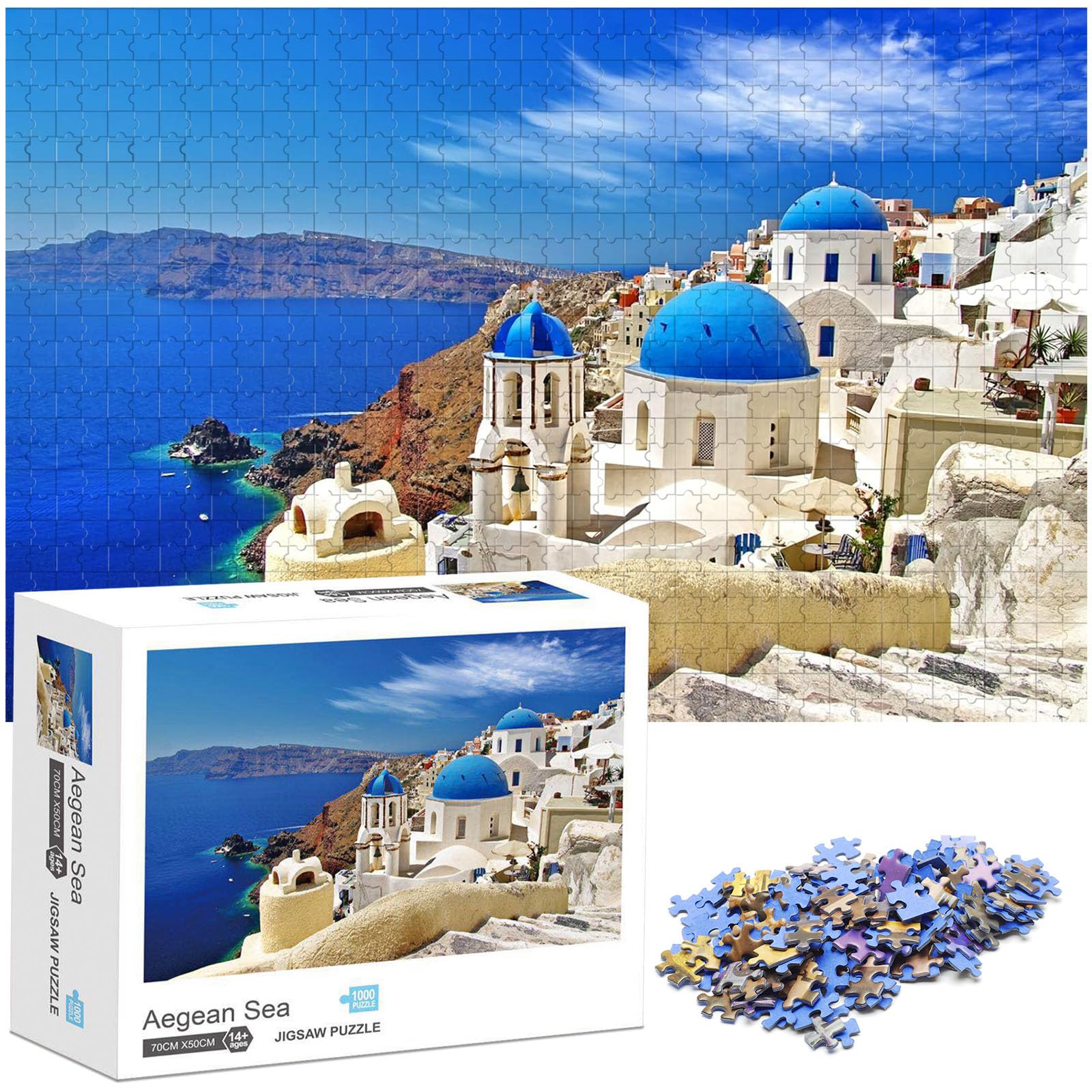 Ledeak 1000 Piece Jigsaw Puzzles for Adults, Challenging Brainteasing Jigsaw Puzzles for Adults Teenagers, Difficult Personalised Jigsaw Puzzle, Home Decoration Puzzle (Aegean Sea)