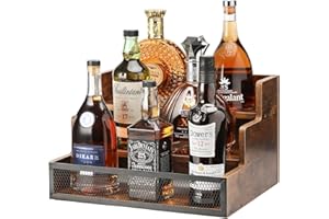 Amorita Liquor Bottle Display Shelf 3-Tier 12 Bottles Display Shelf, Coffee Syrup Organizer, Coffee Station Organizer, Retro Wine Racks Countertop for Kitchen, Bar, or Home Decor