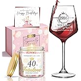 LUCOTIYA 40TH Birthday Gifts for Her, Funny 40th Birthday Gifts for Women Vintage 1986 40th Birthday Decorations for Women 40 Bday Gifts Idea for Women, Friends,Sister, Mom - Turning 40 Present, Pink