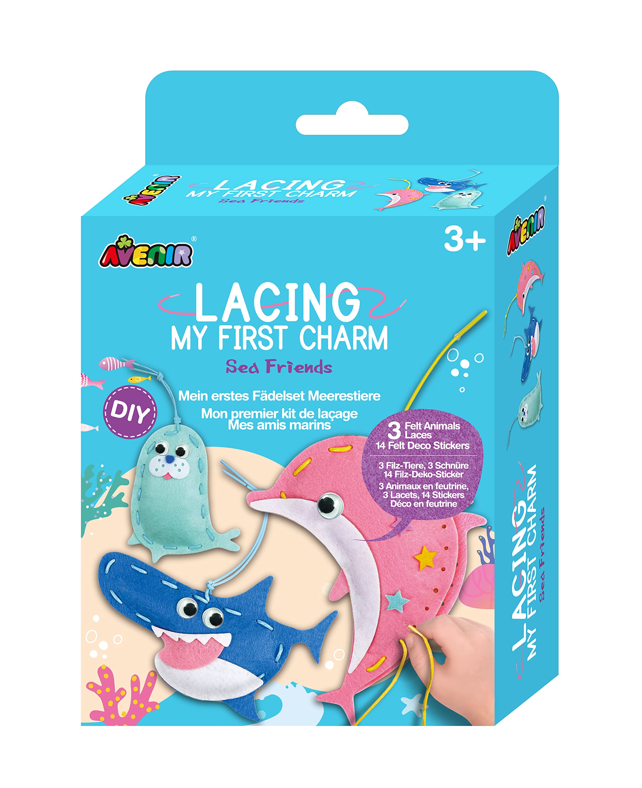 Avenir My First Lacing Kit | Sea Friends | Improve Sewing and Stitching Skills | A Fun DIY Creative Activity Set. Creative Fun for Kids 3+