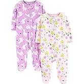 Simple Joys by Carter's baby-girls Cotton and Fleece Footed Sleep and Play, Pack of 2