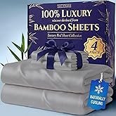 DECOLURE 100% Viscose Derived from Bamboo Sheets Queen Size - Luxury 4 Pc Naturally Cooling Sheets, Ultra Soft Bed Set - Deep 17" Pockets, Durable Double Stitching, Oeko Tex Standard (Midgrey)