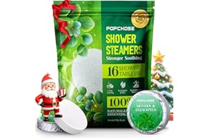POPCHOSE Shower Steamers Aromatherapy 16 Pack, Stocking Stuffers Christmas Gifts for Women, White Elephant Gifts Eucalyptus for Shower Quick Relief Nasal Congestion, Self Care & Home Spa Relaxation