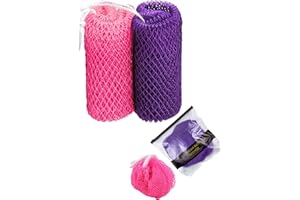 African Exfoliating Net Sponge with Knots，2 Pieces Afro ScrubExfoliating Net,Reusable Back Scrub Cloth forShower,Men & Women,