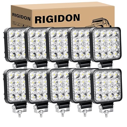 RIGIDON 10PCS 48W Mini LED Fog Light, 4Inch Spot Work Light Pod for Truck, Marine, Boat, Pickup, ATV, UTV, 4X4WD, Forklift, SUV, Motorcycle - Off-Road Driving Light Bar