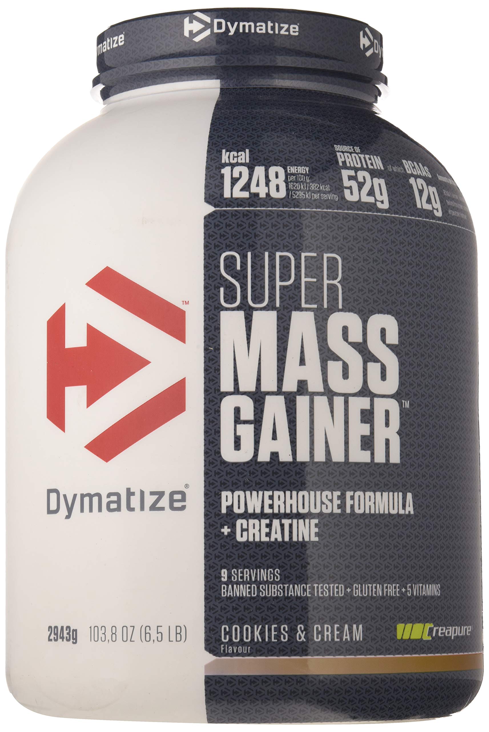 Dymatize Super Mass Gainer Cookies & Cream 2.9 kg - Weight-Gainer Powder + Carbohydrates BCAAs and Casein