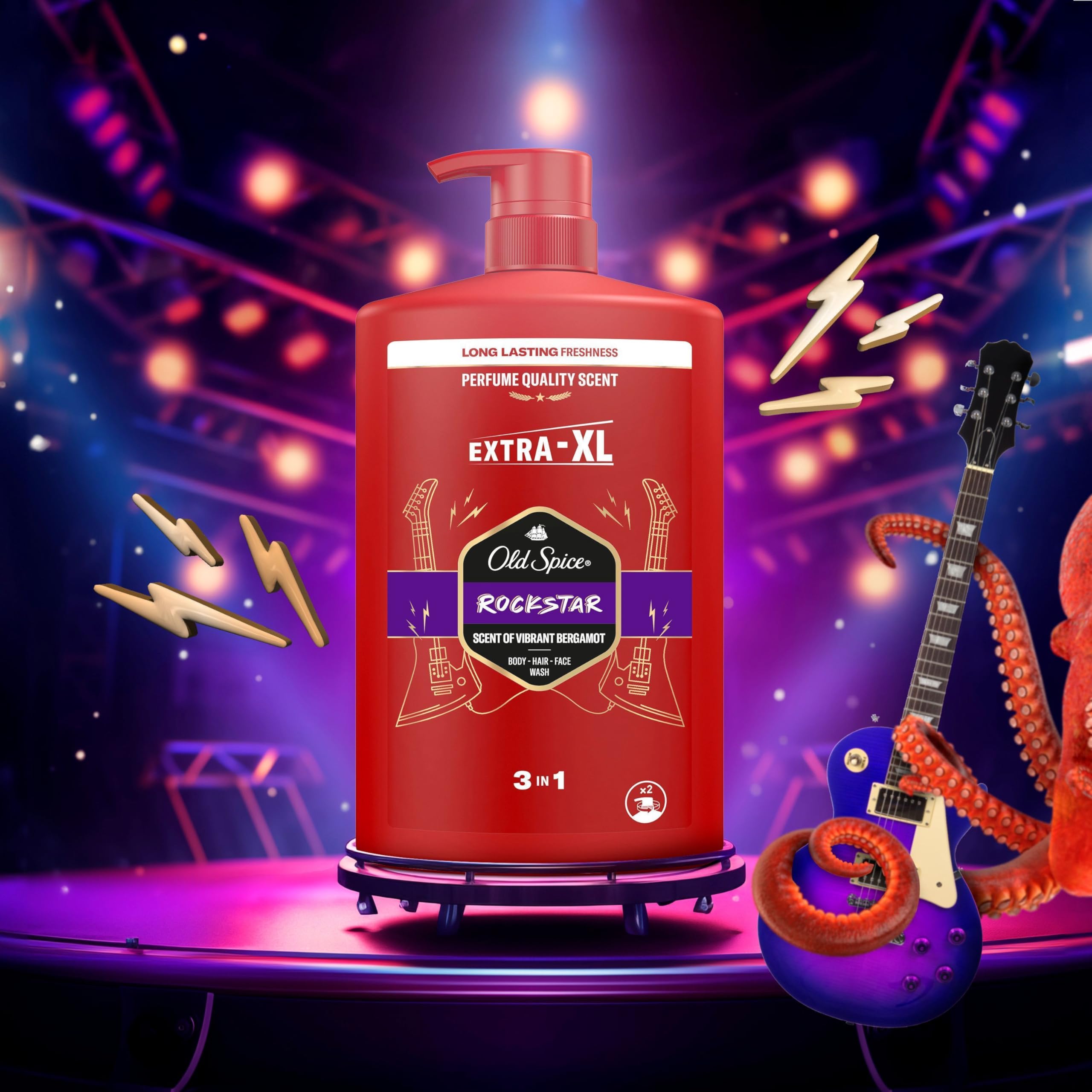 Old Spice Rockstar 3-in-1 Duschgel für Haar, Gesicht und Körper 1000 ml, langanhaltende Frische, Duft von Parfümqualität, Tiefenreinigung 8