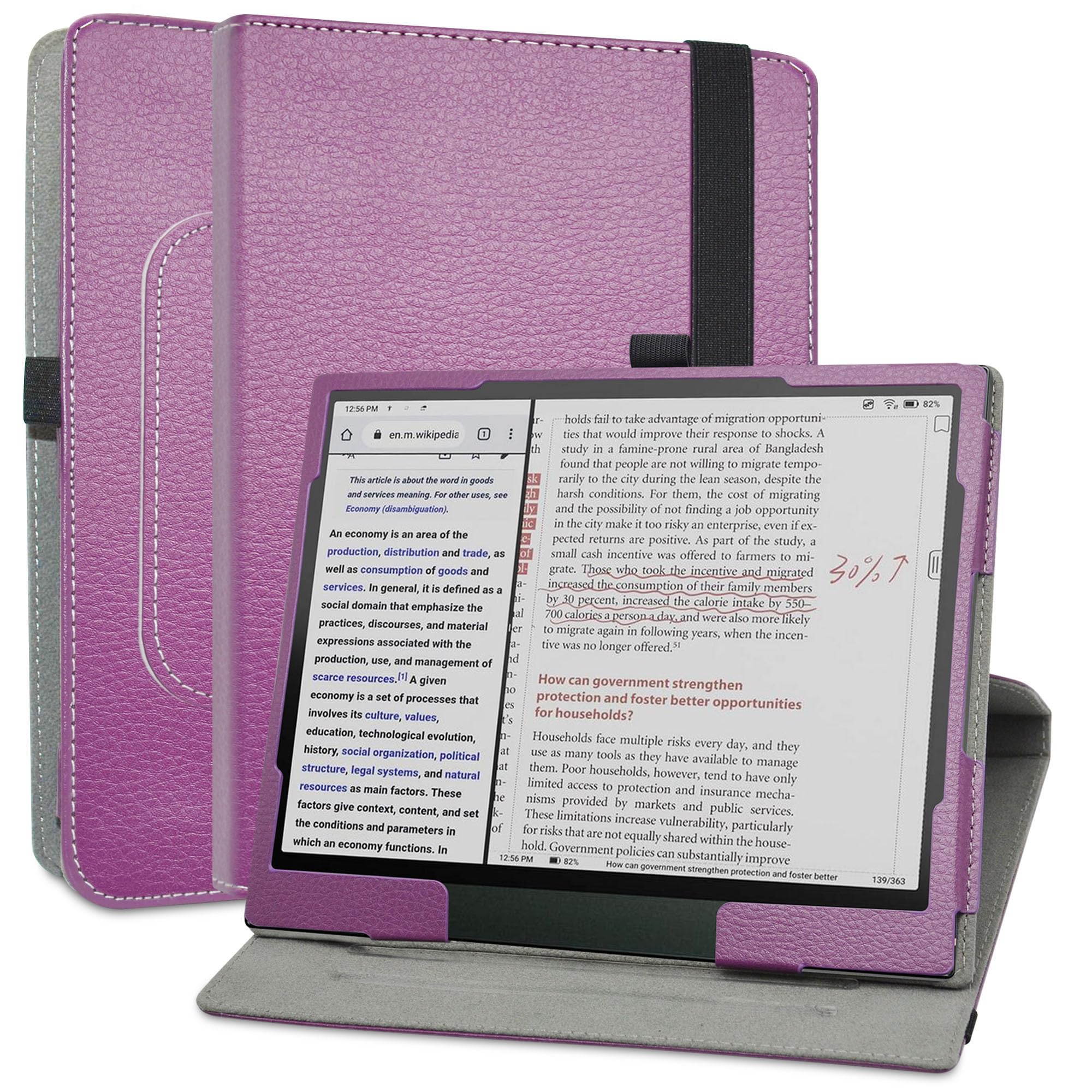 MAMA MOUTH Rotation Case for BOOX Note Air4 C,360 Degree Rotating With Cute Pattern Sleeve Cover for BOOX Note Air3 C/BOOX Note Air3 B/W 10.3 Inch Tablet,Purple