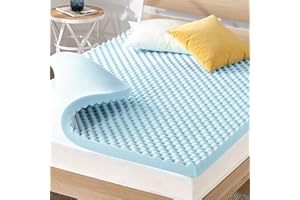 Best Price Mattress 3 Inch Egg Crate Memory Foam, Cooling Gel Infusion, King Mattress Topper, Dorm Essentials, Blue