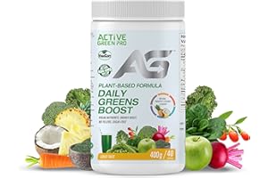 Active Green Pro® Greens Powder, 14 Superfoods, Antioxidants, Fiber, Vitamins & Minerals, Detox and Energy Boost, Natural Pin
