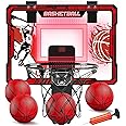 TALGIC Basketball Hoop Indoor, Over The Door Basketball Hoops with LED Lighting, Mini Hoop with Electronic Scoreboard, 4 Balls & Pump, Basketball Gifts for 5 6 7 8 9 10 11 12 Year Old Boys Girls
