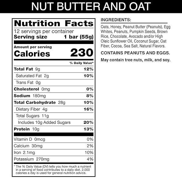 RXBAR NUT BUTTER AND OAT PROTEIN BARS, PROTEIN SNACKS, SNACK BARS, DARK CHOCOLATE PEANUT BUTTER, 23.2OZ BOX (12 COUNT)