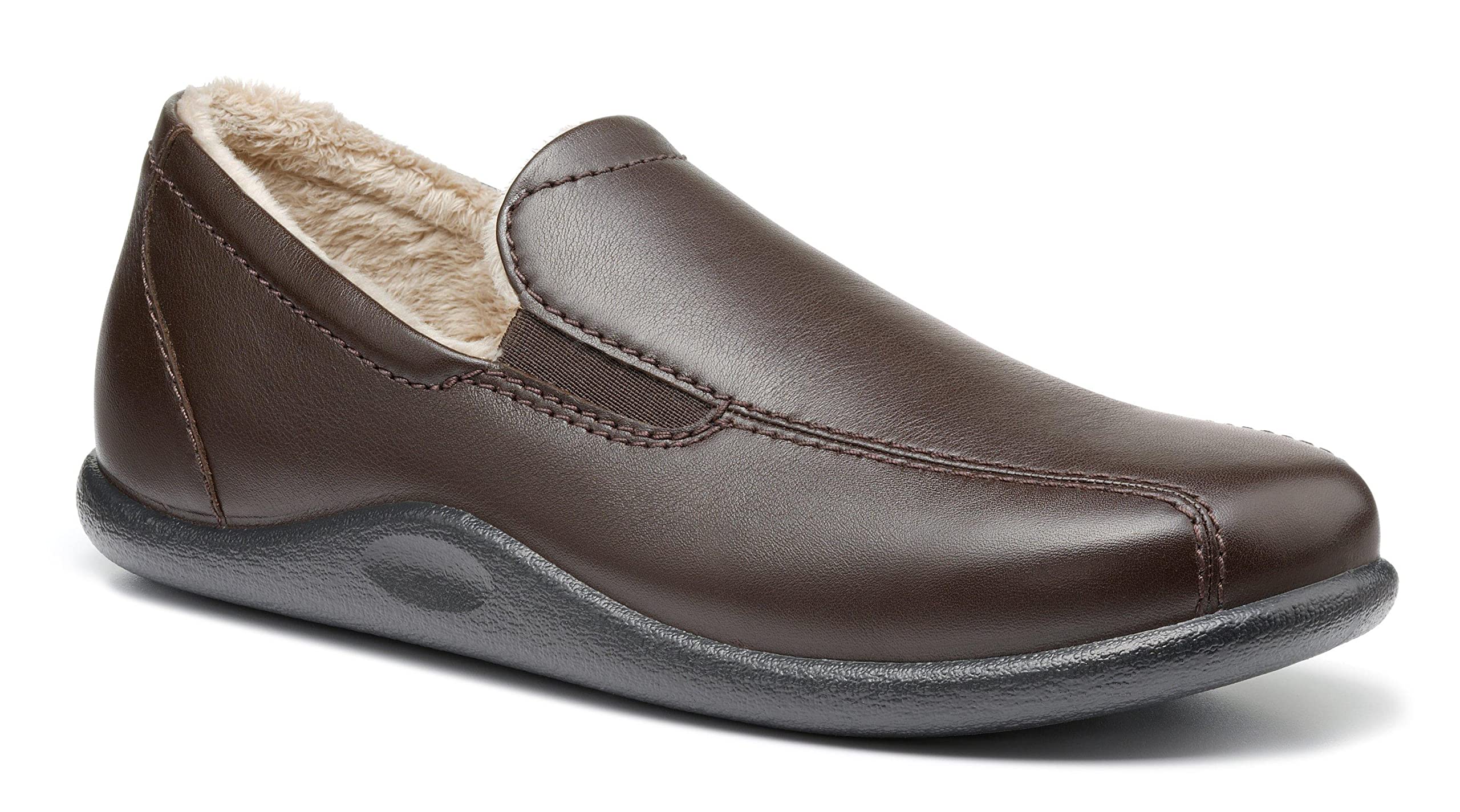 Hotter Men's Relax Slip-on Faux Fur Leather Slipper Shoe Standard G Fit 9 UK