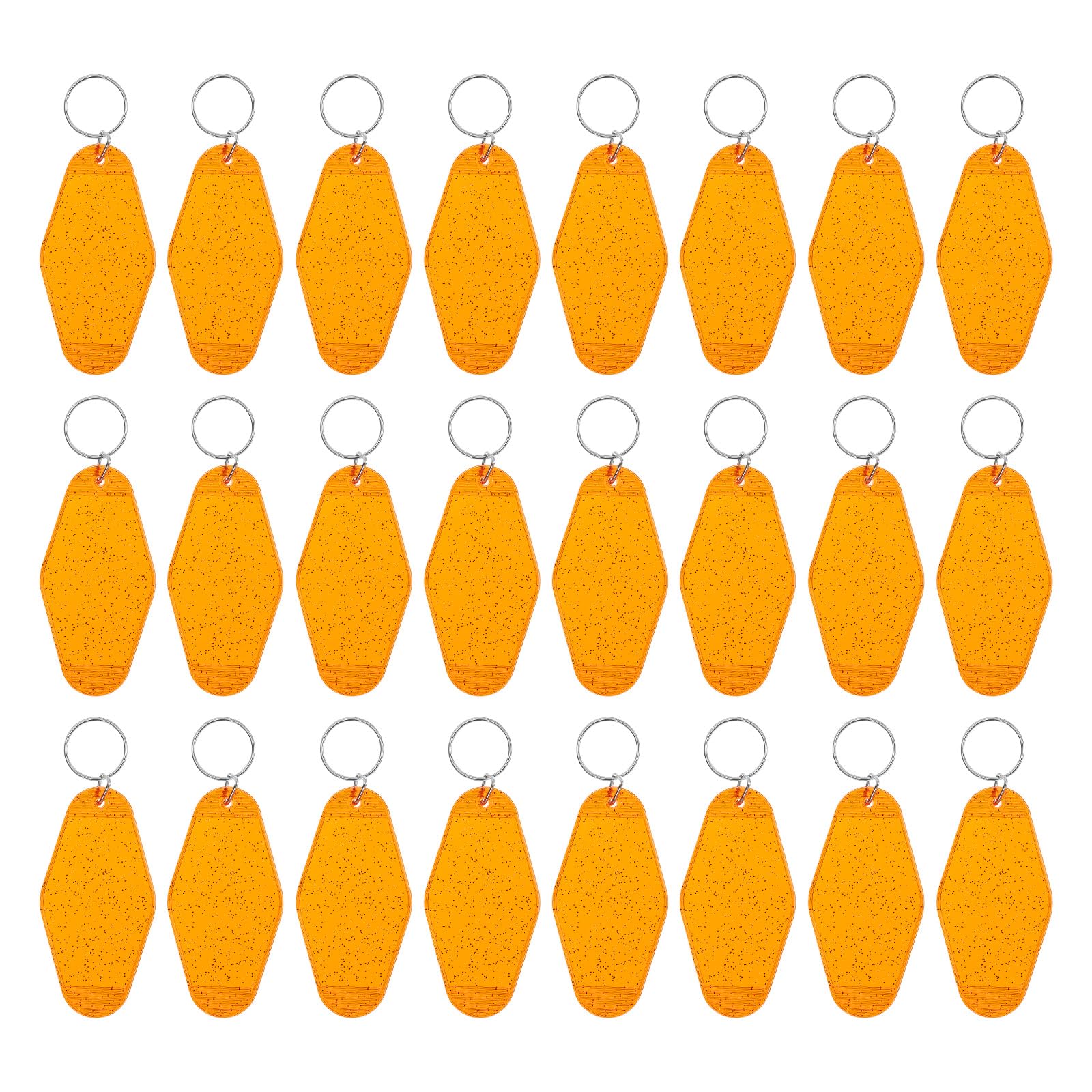PATIKIL Vintage Motel Keychain, 24 Pack Blank Hotel Keychains Rhombus Retro Key Tag for DIY Crafts Ornament Backpack Luggage Labels Tags, Clear Orange with Spots