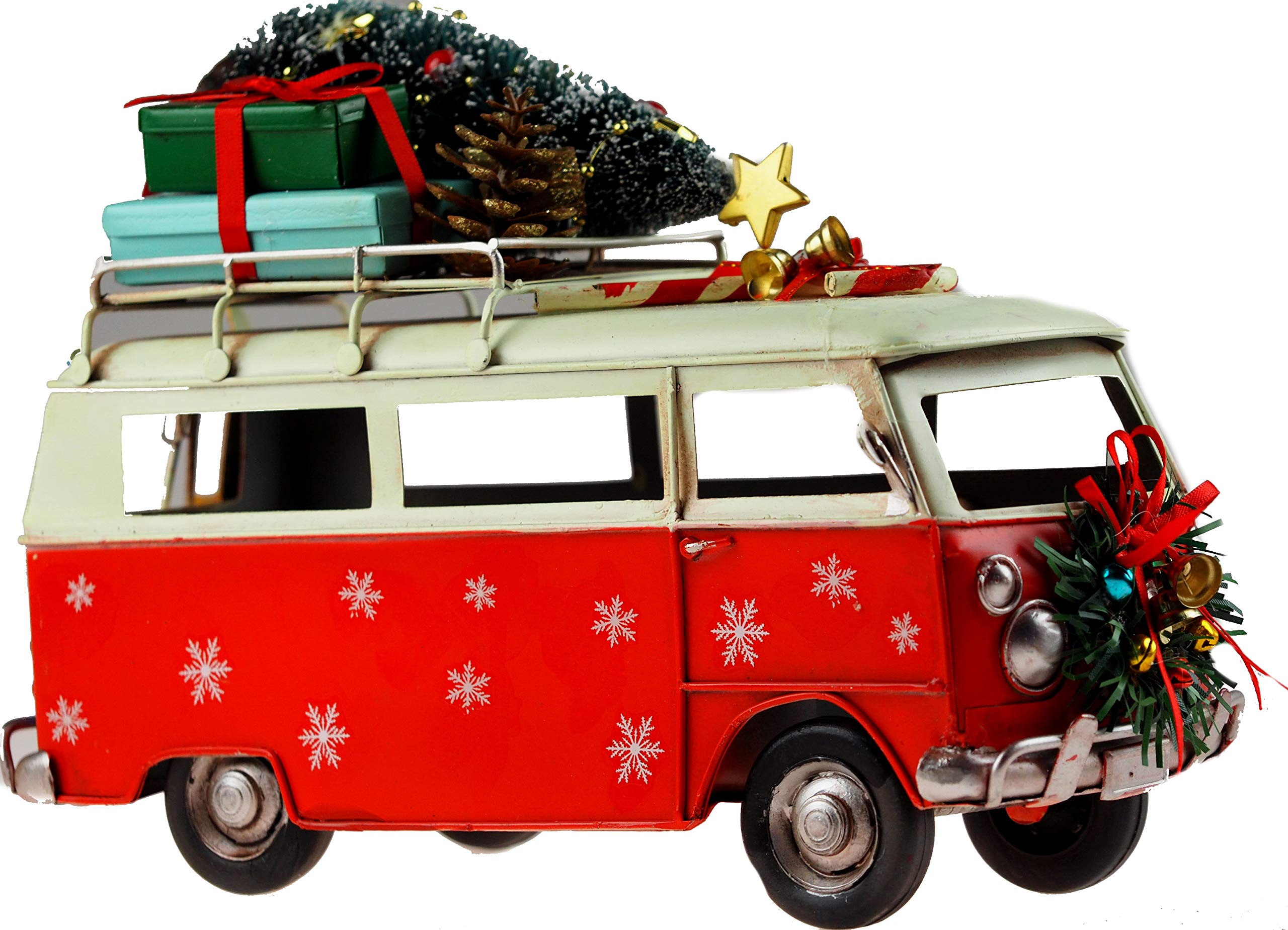 SiL Interiors Large 25cm Christmas Red Camper Van Model Metal Ornament