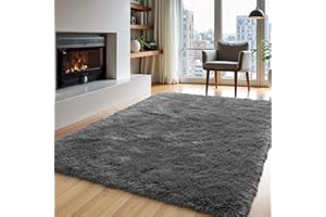 Zentavio Area Rugs for Living Room Grey Rugs for Bedroom 4x6 Carpet Fluffy Furry Soft Shag Aesthetic Plush High Pile Gray Throw Rug for Nursery Kids Room Dorm