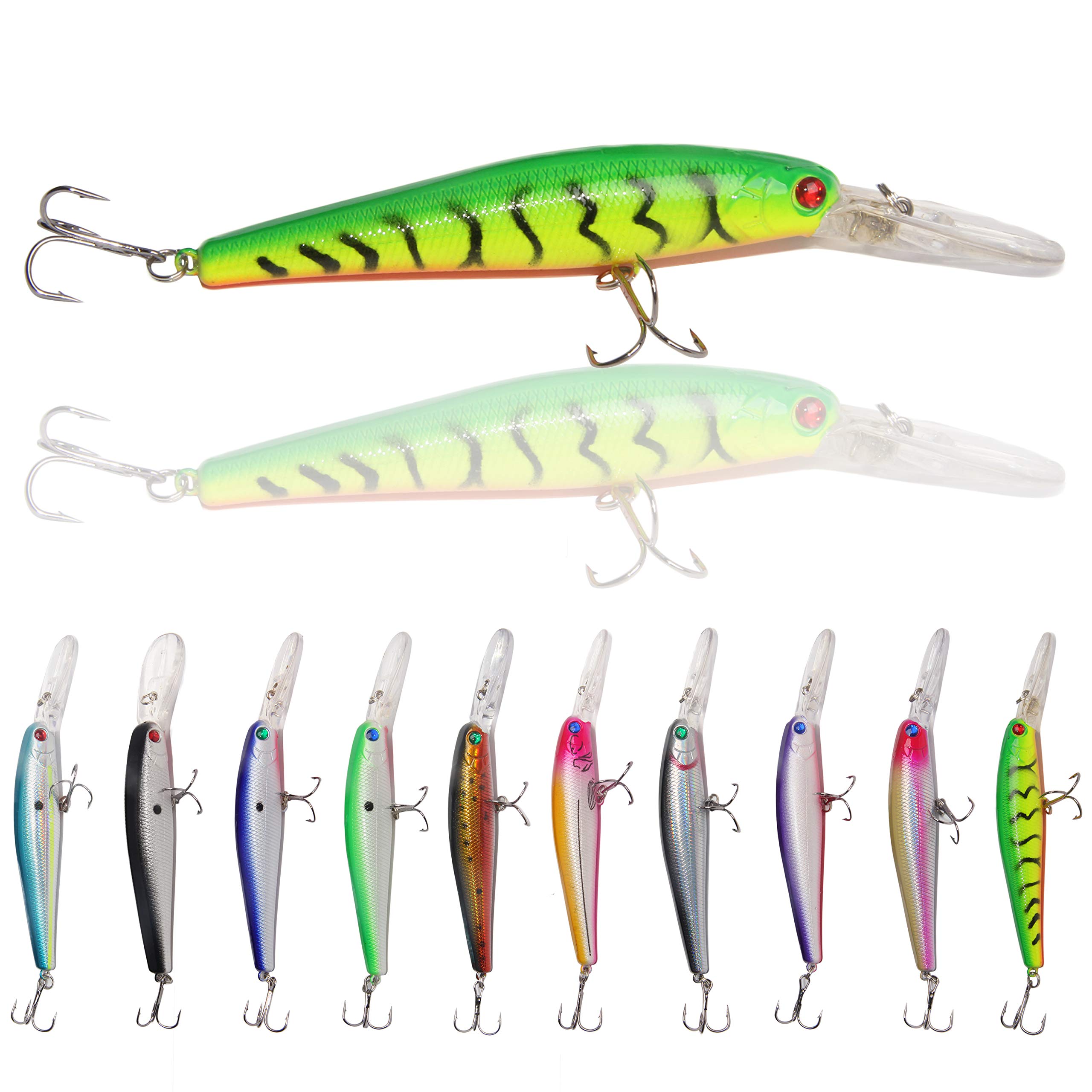 10pcs/lot Hard Minnow Lure Baits 3D Fishing Eyes Topwater Floating Life-like Swimbait Fishing Lures Bass Crankbait Tackle