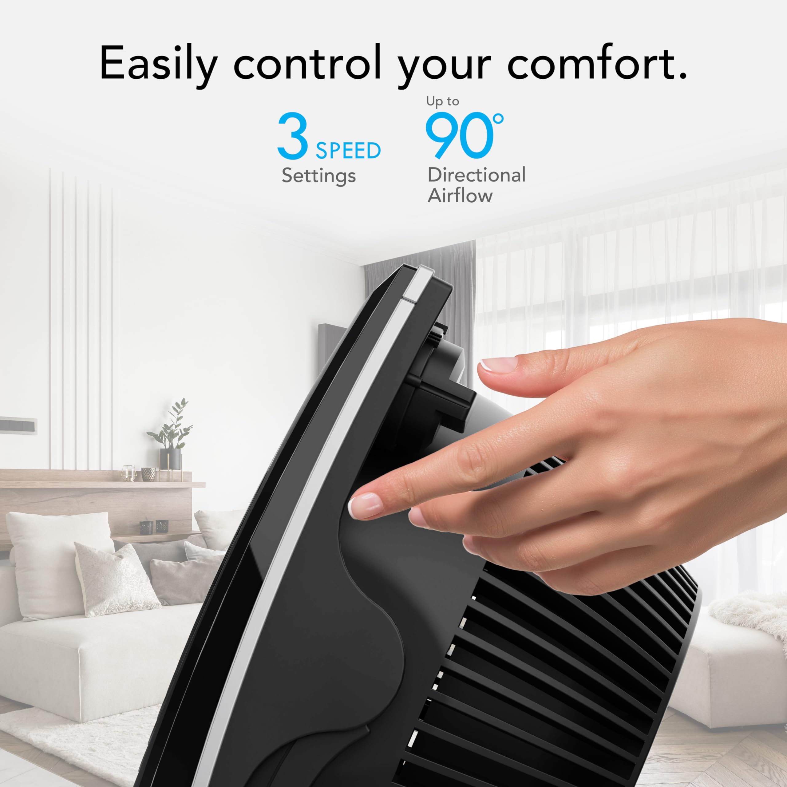 Vornado 673T Whole Room Air Circulator Fan with Pivoting Head, 3 Speed Settings, Adjustable Tilt, Manual Control, Signature Vortex Action, Deep Pitched Fan Blades, Powerful Airflow, Black