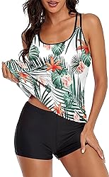 Omichic Women's Loose Tankini Top with Boyshorts