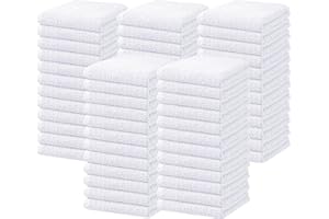 Oakias 100% Cotton Wash Cloths 60 Pack White - 12 x 12 Inches Ring Spun Cotton Facial Towels - Highly Absorbent Quick Dry Spa Towels - Bulk Washcloths Ideal for Scrubbing and Cleaning