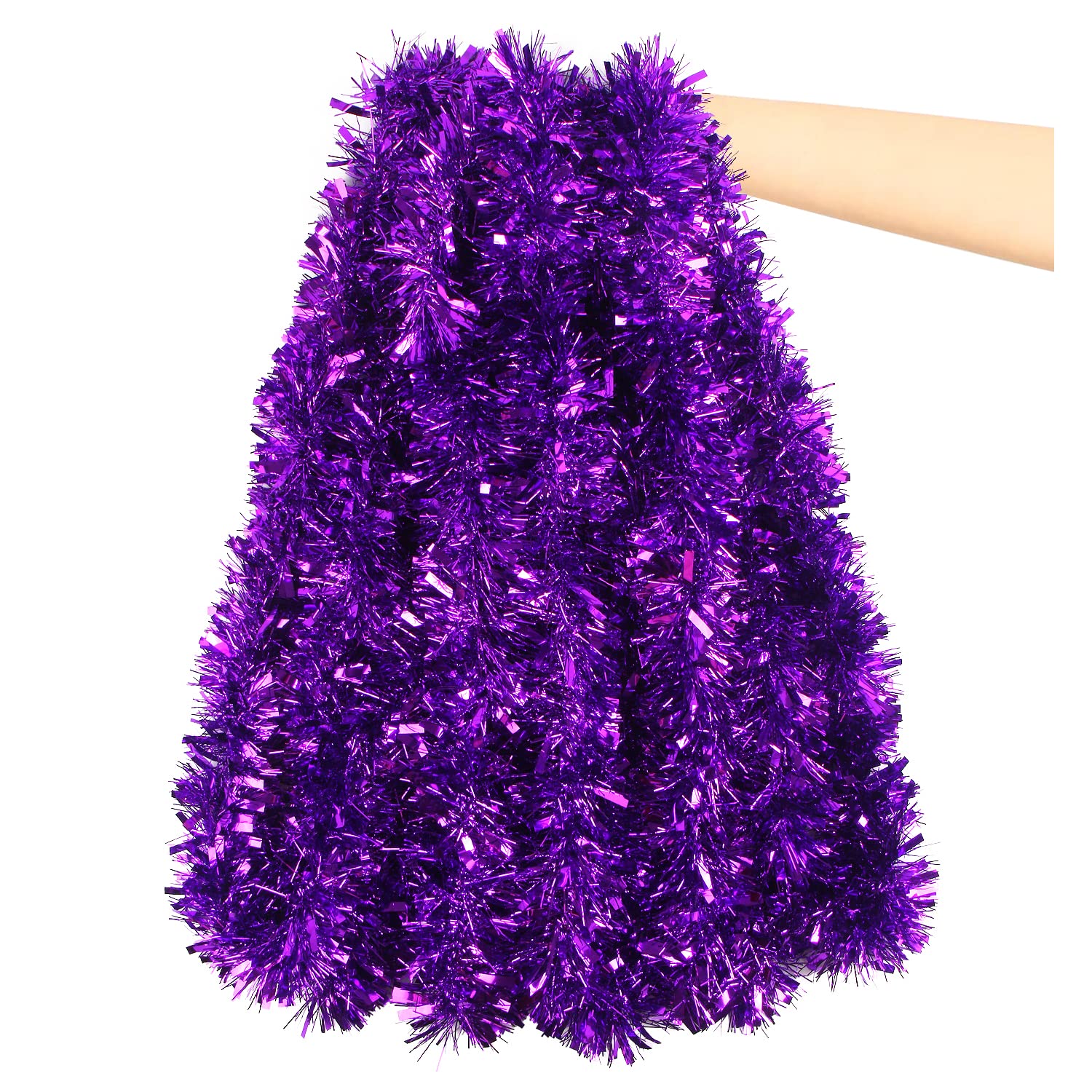 VEYLIN 10 Meters Purple Chunky Christmas Tinsel for Christmas Decorations