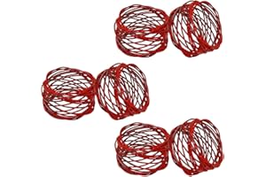 ITOS365 Handmade Round Red Mesh Napkin Rings Set of 6 Holder for Dinning Table Parties Everyday, Dia: 2 Inch