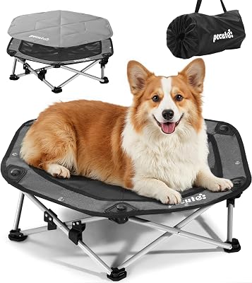 Erhöhtes Hundebett, Hundeliege Outdoor 3s Klappbar, Camping Grau L