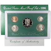 1996 Clad Proof Set U.S. Mint Original Government Packaging OGP COA | Collectible 5-Coin Set: U.S. Mint Proof Set, 1996-S