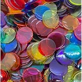 MR CHIPS Plastic Bingo Chips for Games 1000 Count - Transparent 7 Color Mixture Counting 3/4 Inch