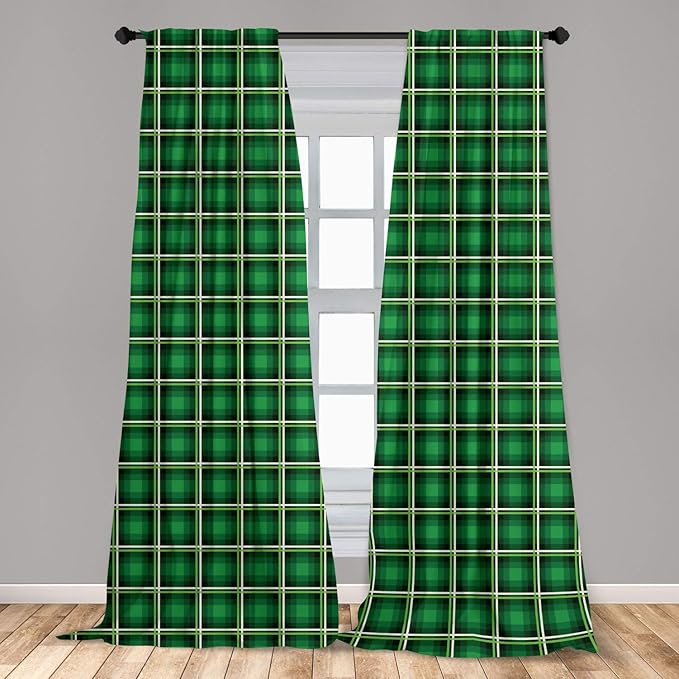 Lunarable Emerald Curtains, Geometrical Pattern with Vivid