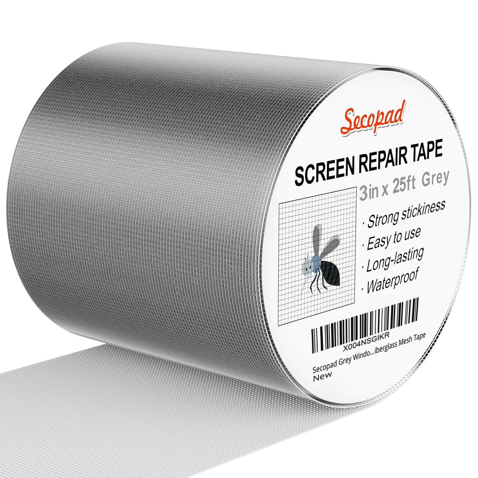 Secopad 3" x 300" (25FT) Screen Repair Tape, Screen Repair Kit, Grey