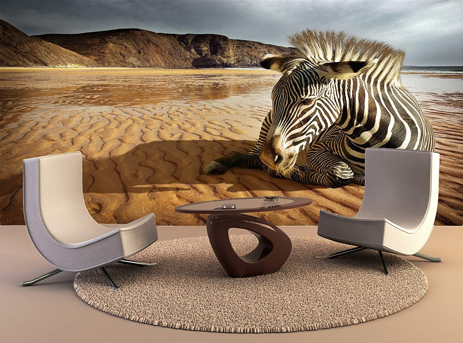 YBHNB Wall Print Poster Beach Zebra Wall Art Decor Photo Wallpaper Poster Print-280X200Cm