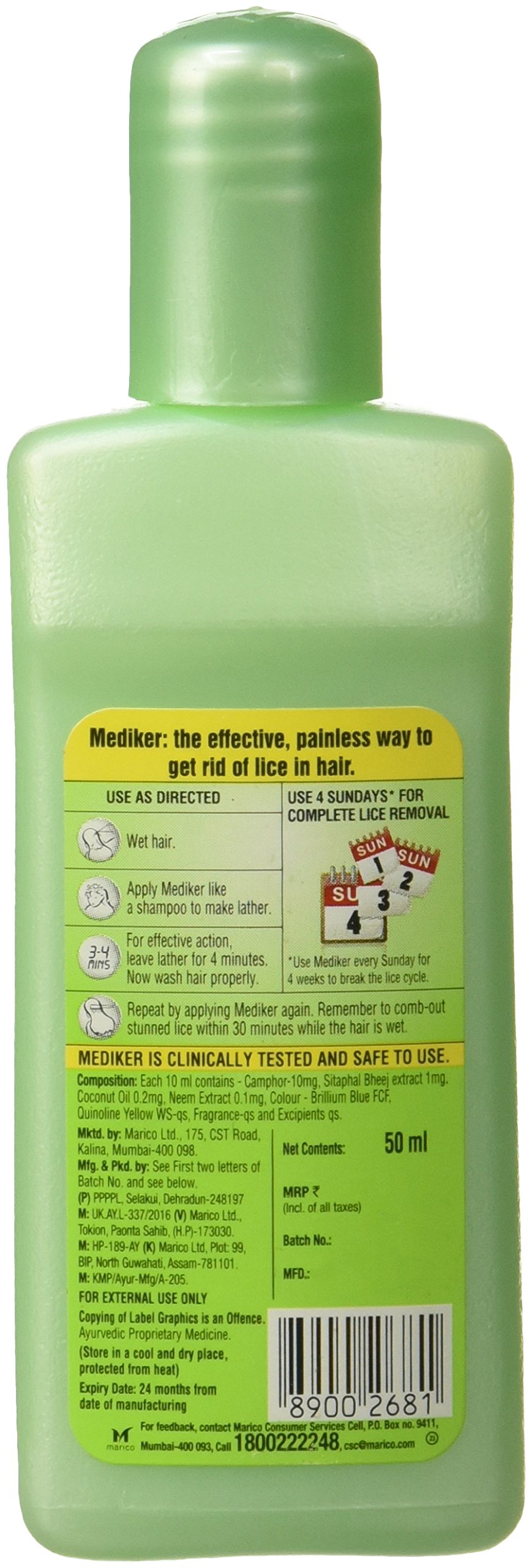 Mediker Anti Lice Treatement Shampoo, 50ml Buy Online in UAE