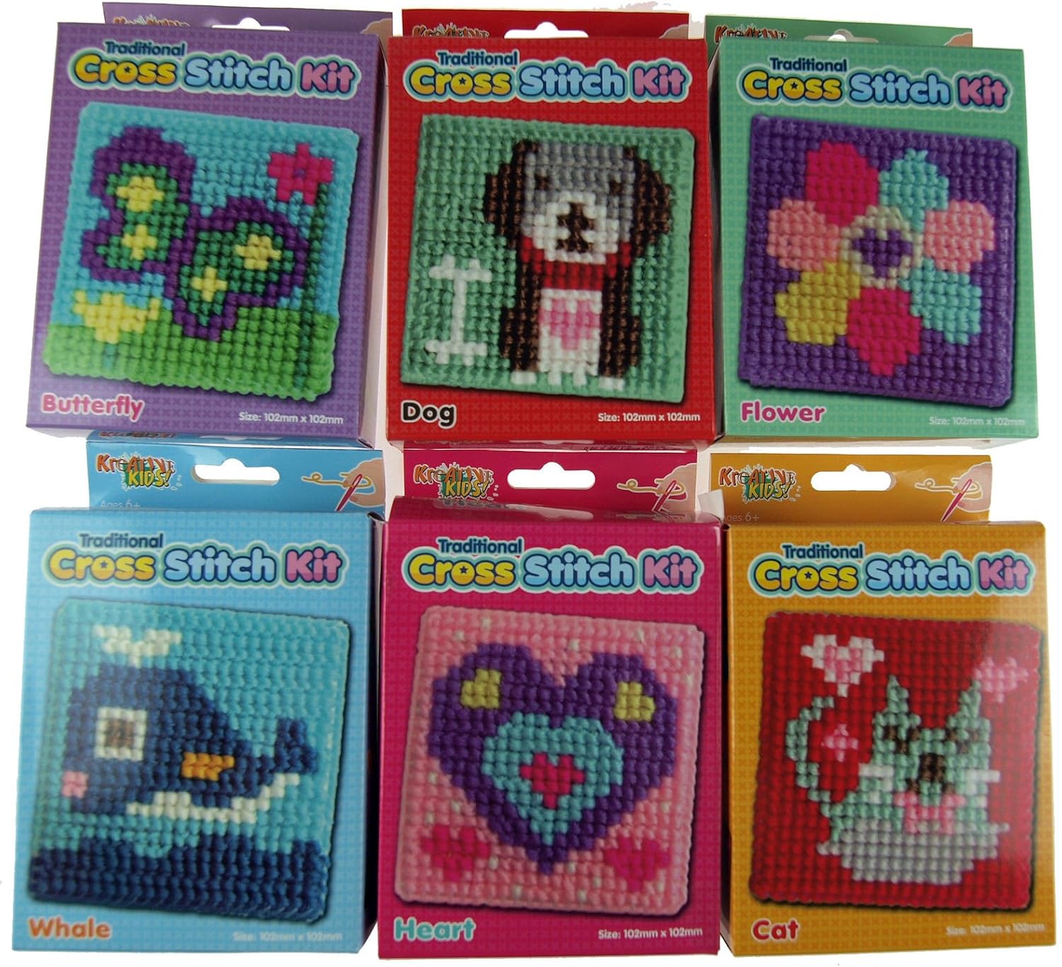 Set Of 6 Traditional Child's First Cross Stitch Kits Amazon.co.uk