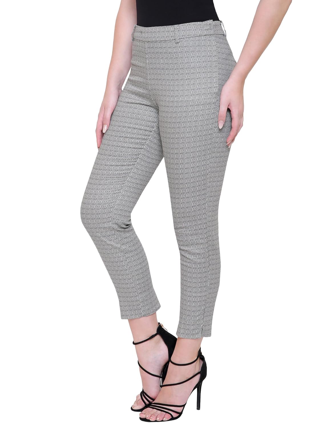 mansicollections beige color black geometric print trouser