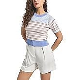 Derek Lam 10 Crosby Womens Case Short Sleeve Stripped Sweater