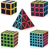 AuntyFey Speed Cube Set 5 Pack Bundle of 2x2, 3x3, 4x4, 5x5,Pyraminx | Magic Speed Cube, Puzzle Cube for Kids &amp; Beginner &amp; Adults, Puzzle Cube Set, Manual included, Smooth Turning, STEM Learning