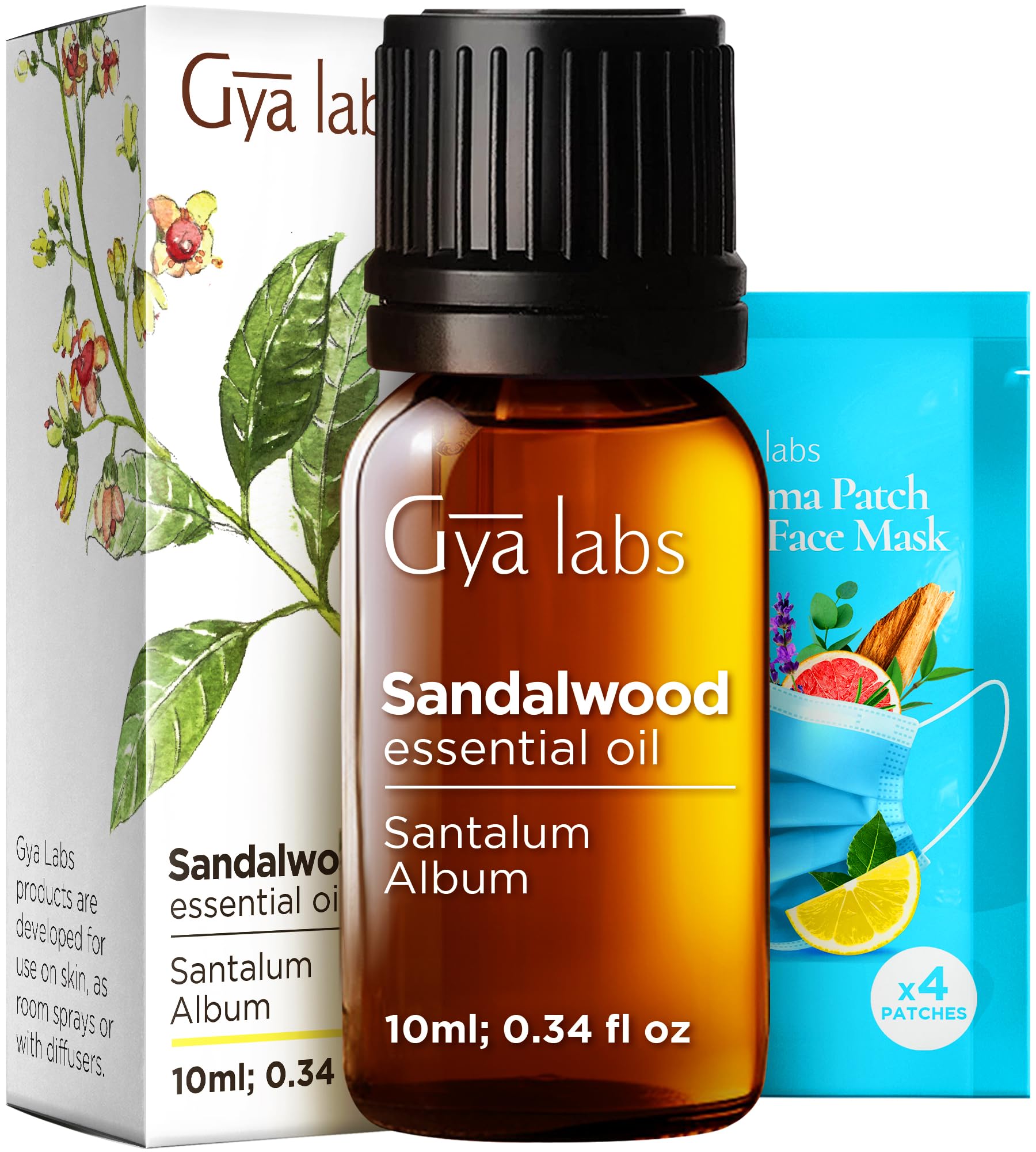 Gya Labs Sandalwood Essential Oils for Diffuser - Natural Sandalwood Oil - Sandalwood Essential Oil for Hair, Skin, Massage, Perfume & Candle Making (10ml)