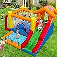 Baralir 7-in-1 Bounce House for Kids 3–10, Bouncy Castle with Long Slide, Kiddie Pool (Ball Pit), Soccer Goal, Climbing Wall, Basketball Hoop and Ring Toss Game - for Indoor or Backyard Fun