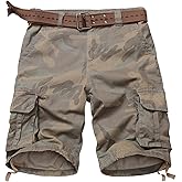 Men's Cargo Shorts Fit Camo Shorts Outdoor Work Relaxed Casual Hiking Tactical Cotton Shorts Knee Length NO Belt