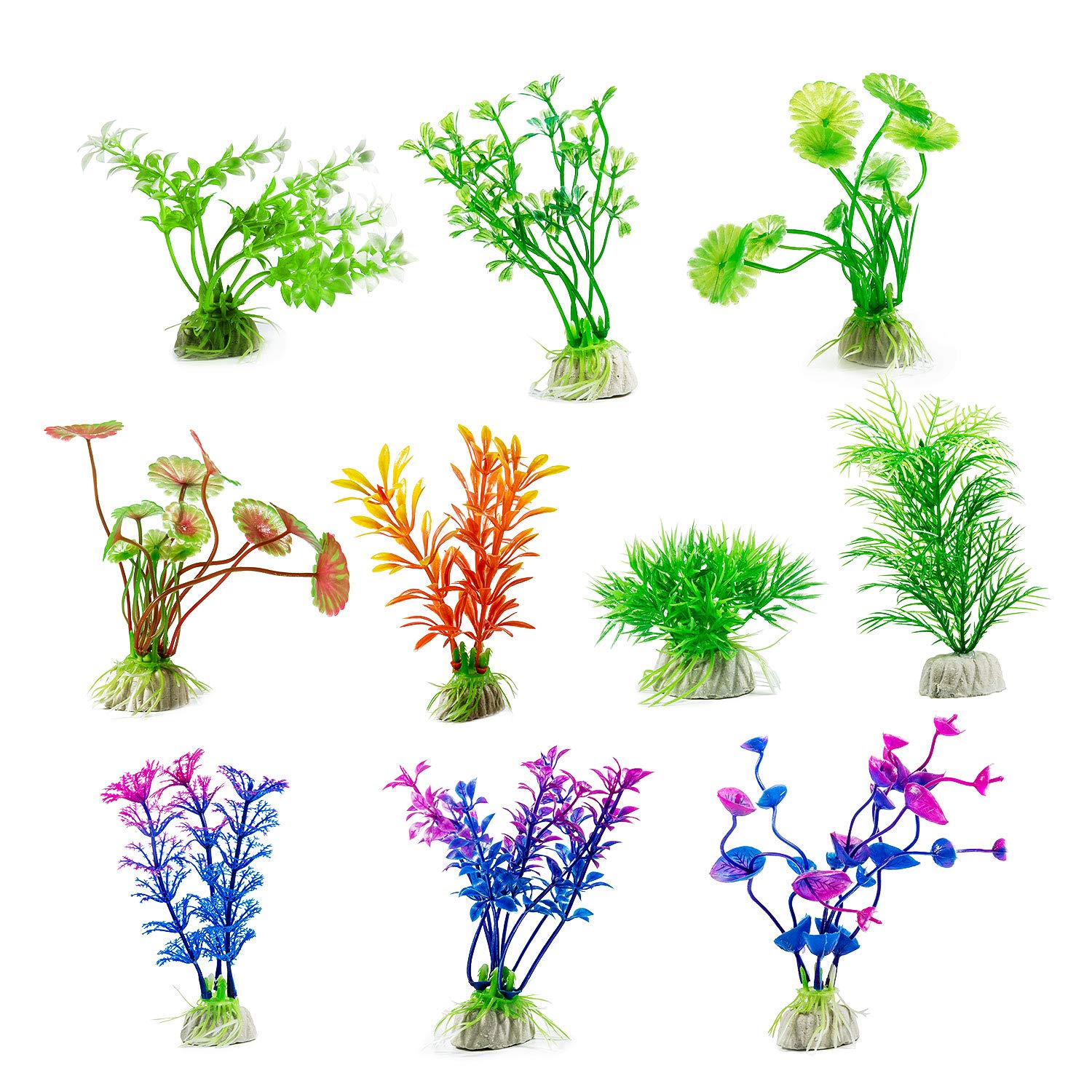 Jolintek 10 pcs Artificial Aquatic Plants Artificial Aquarium Plastic Fish Tank Decorations Simulation Plant Creature Aquarium Landscape