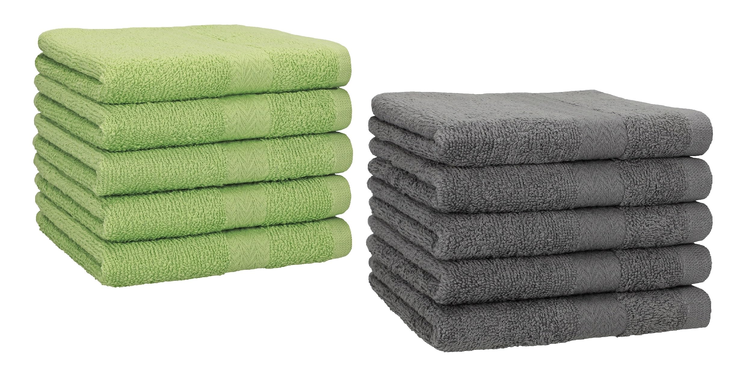 Betz Pack of 10 Guest Towels PREMIUM 100% Cotton 30x50 cm apple green & anthrazit