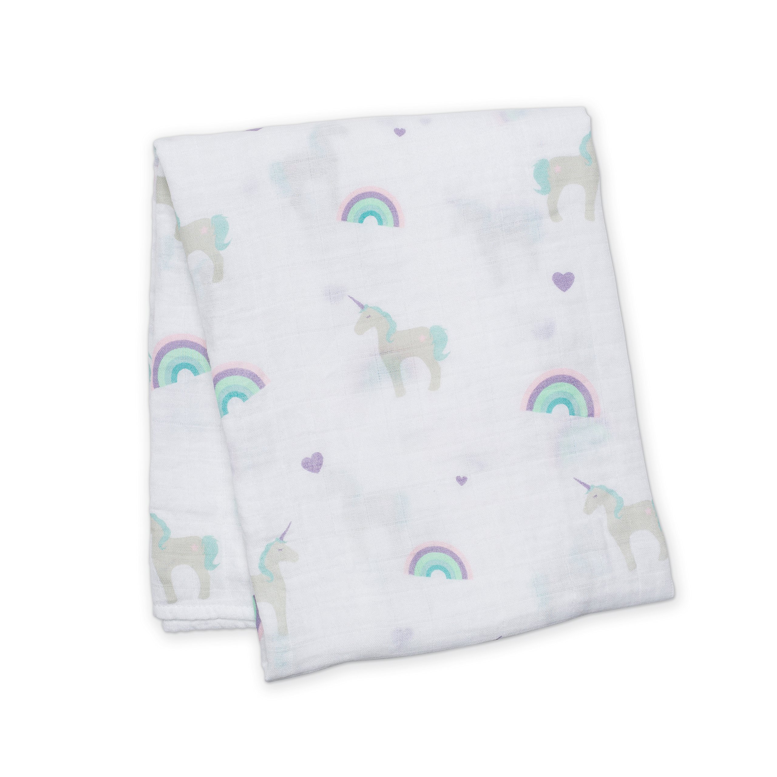 Lulujo Baby L2-LJ405 Swaddling Blanket, 120 x 120 cm, Multicolor (Unicorns)